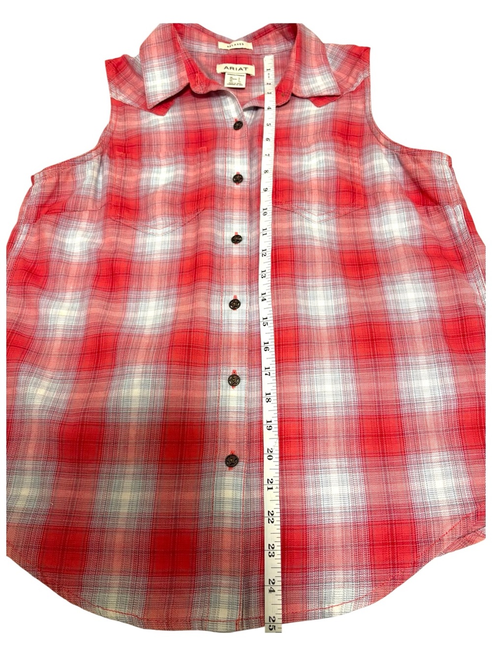 Ariat Women’s Billie Jean Sleeveless Shirt - Fair Plaid - Women’s Small - Picture 11 of 13